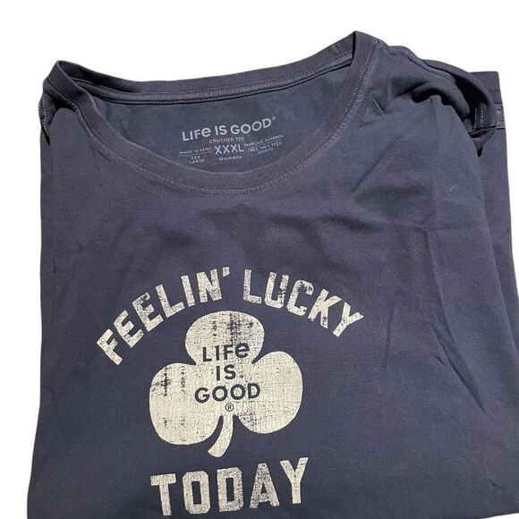 Life Is Good Tops - Life Is Good Dark Blue 'Feelin' Lucky' Tee size XXXL women’s tee shirt
